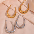 Fashion Simple Stainless Steel Plated 18K Curve Hook Earrings - Norellé
