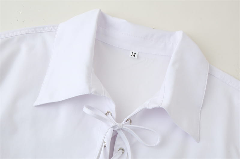 Pure Color Tied Large Profile Long Sleeve Shirt