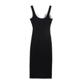 Women's Simple Slim-fit Contrast Colors Decorative Layer Dress - Norellé