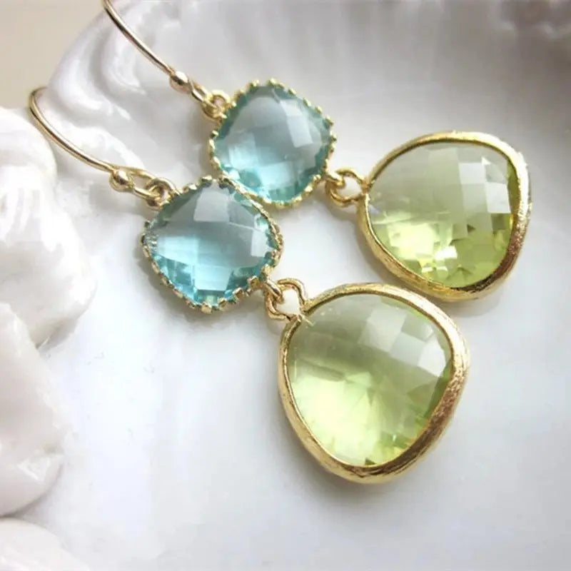 Irregular Resin Blue Vintage Green Earrings - Norellé