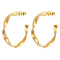 Irregular Twisted C- Shaped Stainless Steel Earrings For Women - Norellé