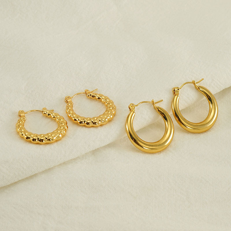 Titanium Steel Round Twist Stud Earrings High Sense - Norellé