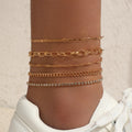 Simple Graceful Metal Chain Retro Creative Snake Chain Anklet Five-piece Set - Norellé