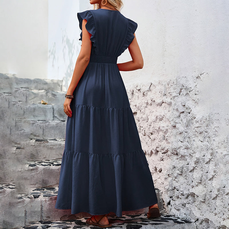 Women's Elegant V-Neck Maxi Dress - Norellé