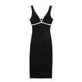 Women's Simple Slim-fit Contrast Colors Decorative Layer Dress - Norellé