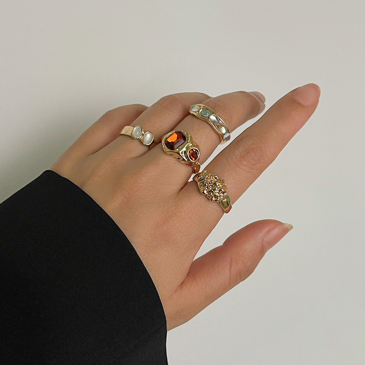 Geometric Diamond Gemstone Ring Suit Women - Norellé