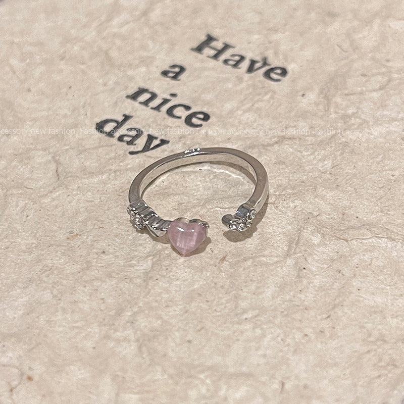 Niche High Sense Opal Love Heart-shaped Ring - Norellé