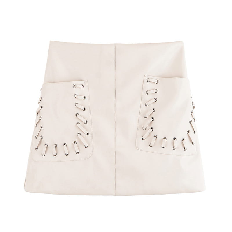 Fashion Slim Coated Fabric High Waist Mini Skirt