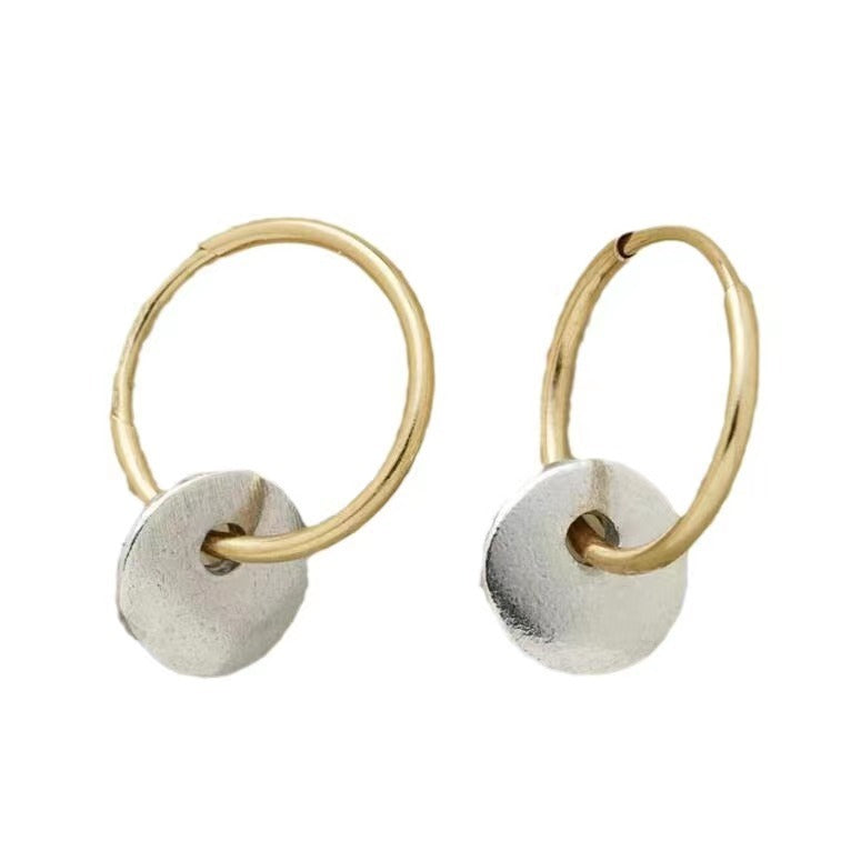 Simple Circle Dual Color Electroplated Earrings - Norellé
