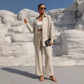 Fashion Graceful Plus Size Women's Long Sleeve Cardigan Two-piece Set Casual Solid Color Suit - Norellé