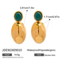 Stainless Steel Studs Ornament Green Agate - Norellé