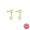 Sterling Silver Horse Eye Rhinestone Pearl Eardrops - Norellé