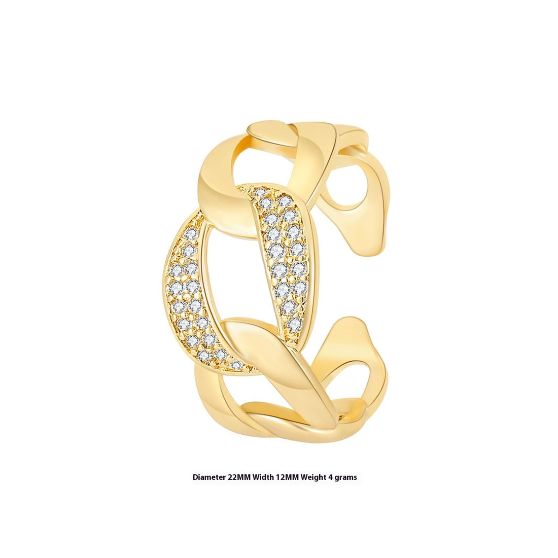 Creative Ring Opening Adjustable Woven Copper Inlaid Zircon - Norellé