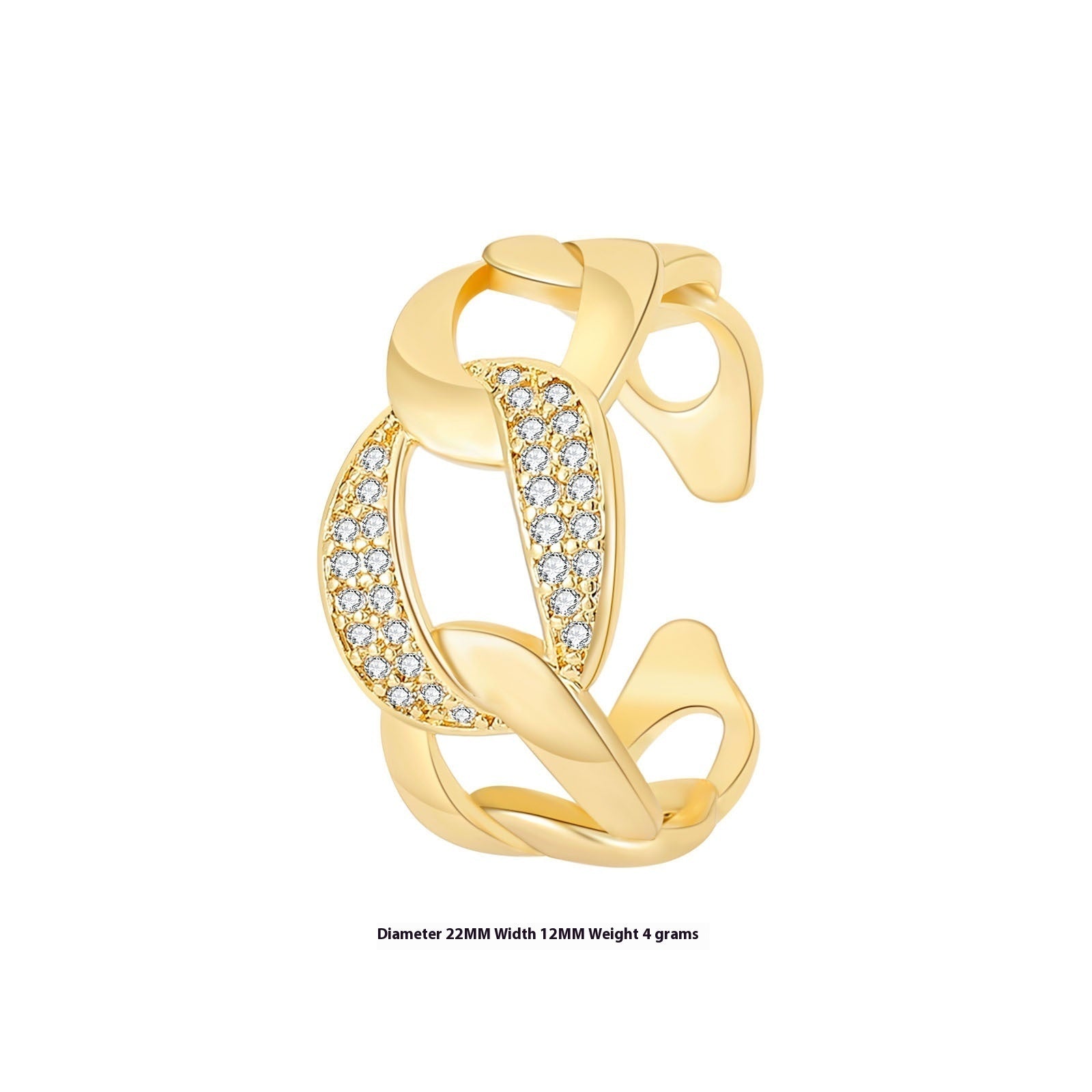 Creative Ring Opening Adjustable Woven Copper Inlaid Zircon - Norellé