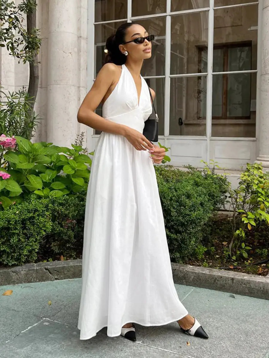 Halter Lace-up Backless Long Dress