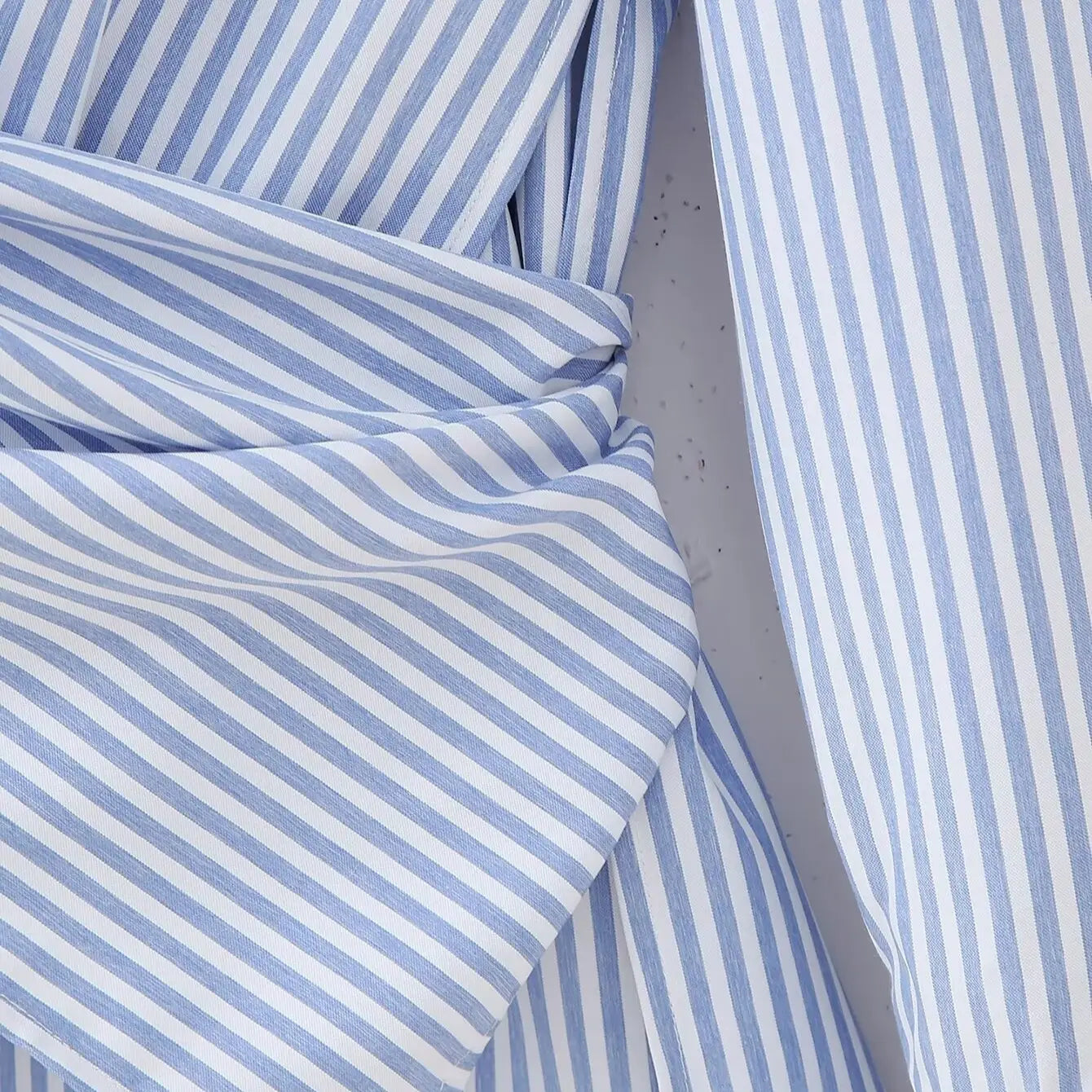 Loose Striped Lace-up Multi-color Long Sleeve Shirt