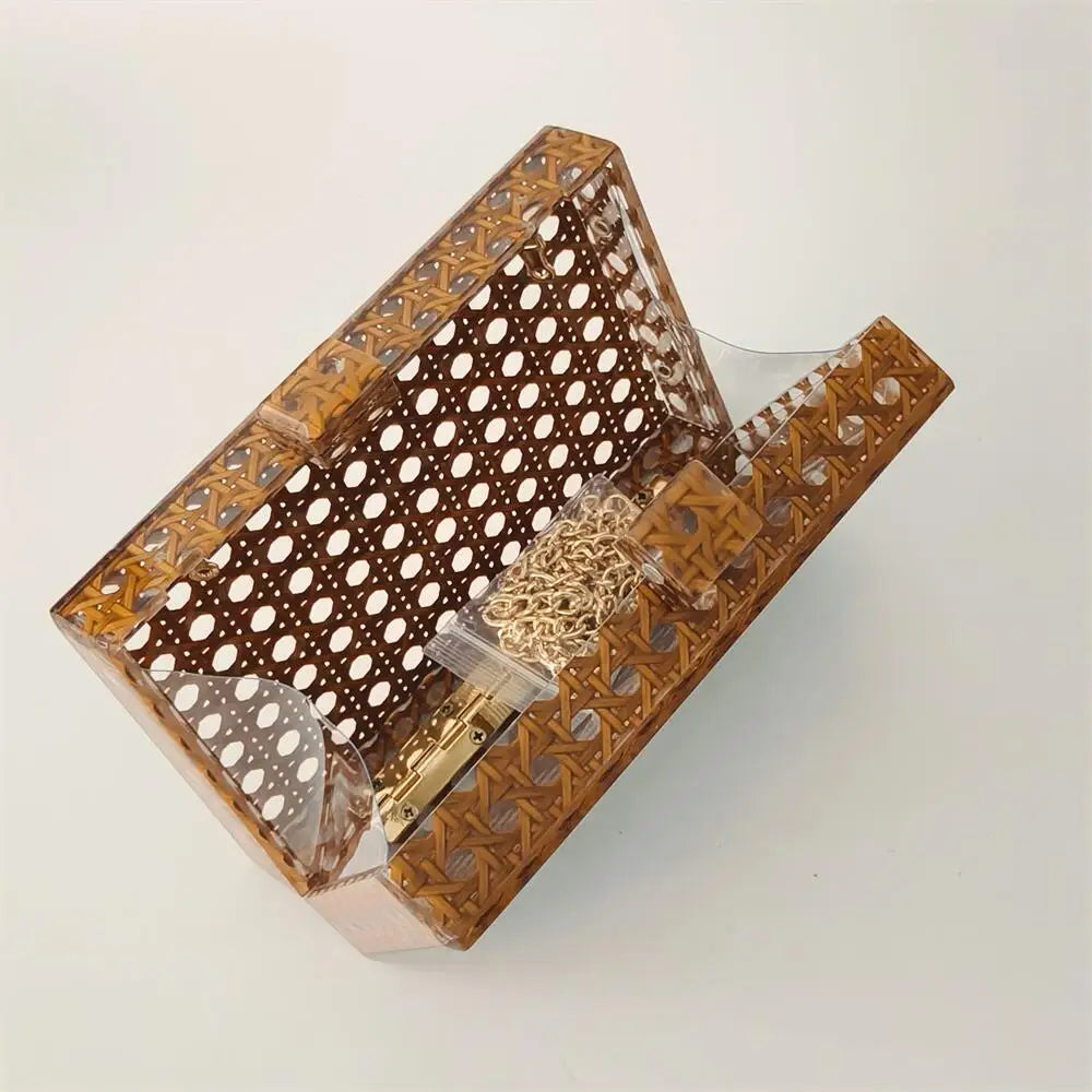 Acrylic Egg Cane Rattan Clutch Bag