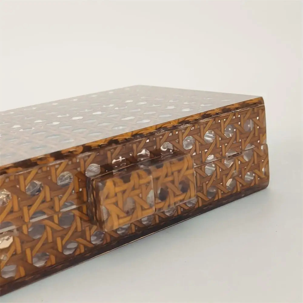 Acrylic Egg Cane Rattan Clutch Bag