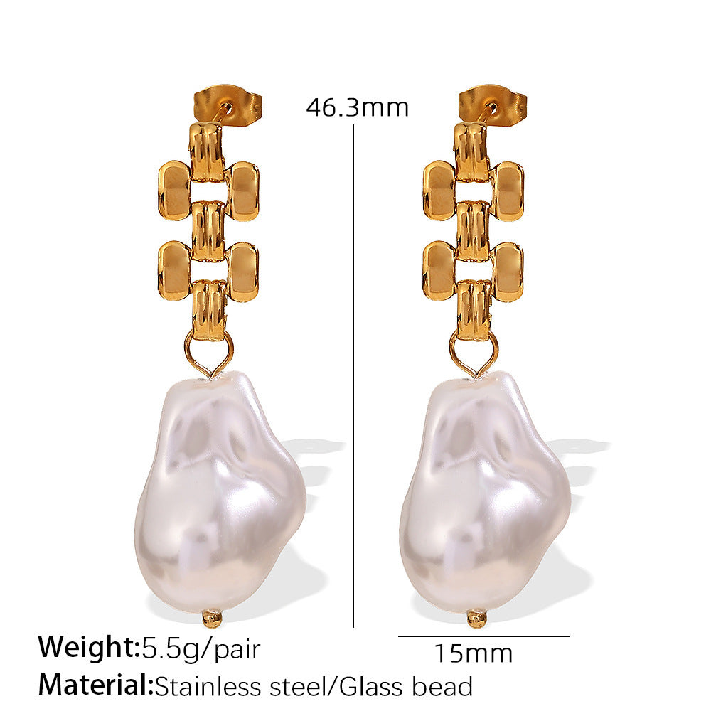 Women's 18K Gold French Style Temperament Vintage Chain Titanium Steel Earrings - Norellé