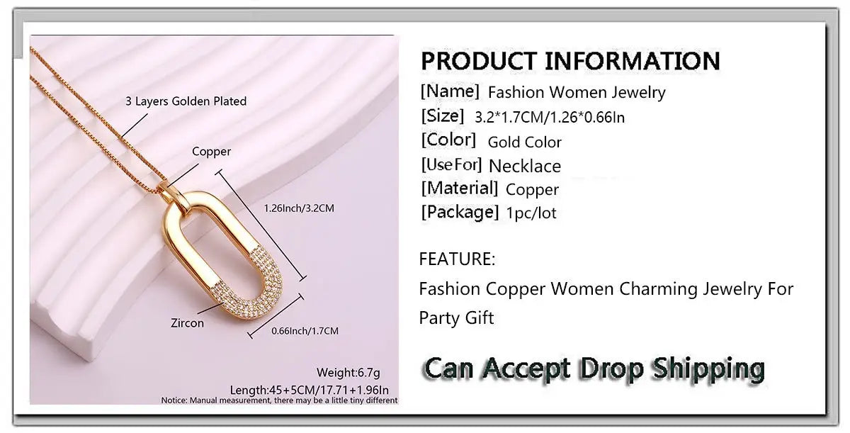 Oval Inlaid Zircon Ear Stud Necklace Female