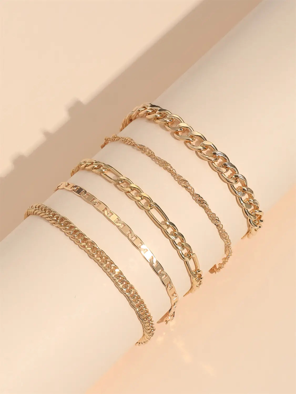 Simple Graceful Metal Chain Retro Creative Snake Anklet Five-piece Set