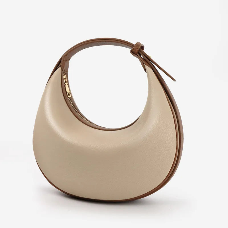 Adjustable Half-Moon Handbag - camel