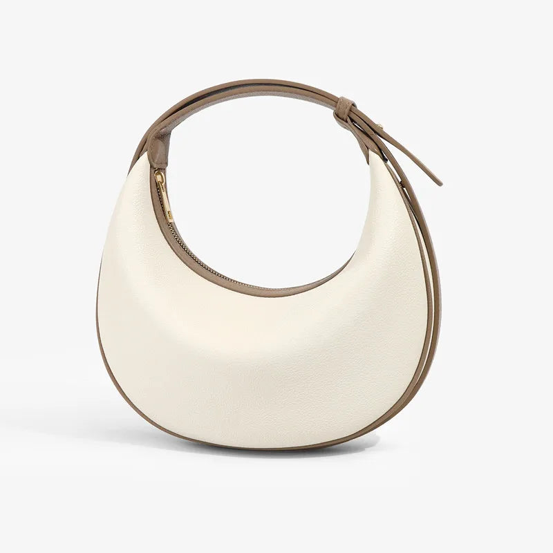 Adjustable Half-Moon Handbag - straw-khaqi