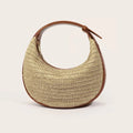 Adjustable Half-Moon Handbag - straw-khaqi