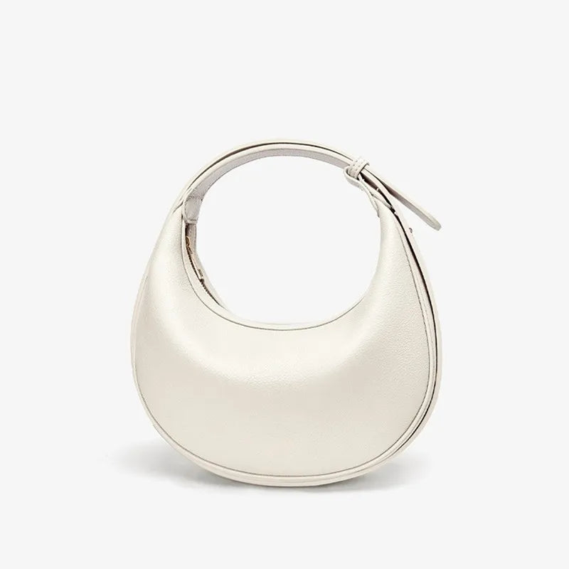 Adjustable Half-Moon Handbag - WHITE