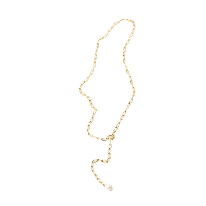 Adjustable Length Freshwater Pearl Necklace - Gold N6793 - electronic accessories