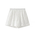 Flower Embroidered Cotton Short-sleeved Shorts Two-piece Suit - Norellé