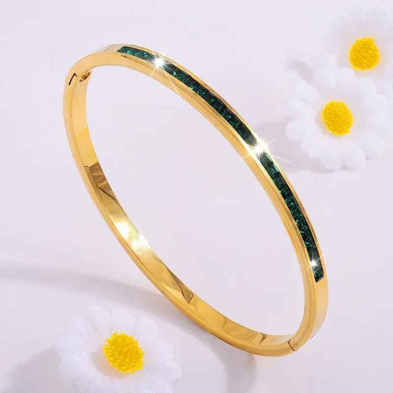 Titanium Steel Electroplated Diamond Silver Bracelet European And American Fashion Bracelet Ornament - Norellé