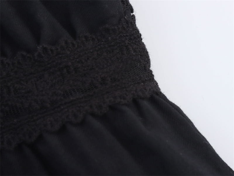 Solid Color Embroidered Lace Top