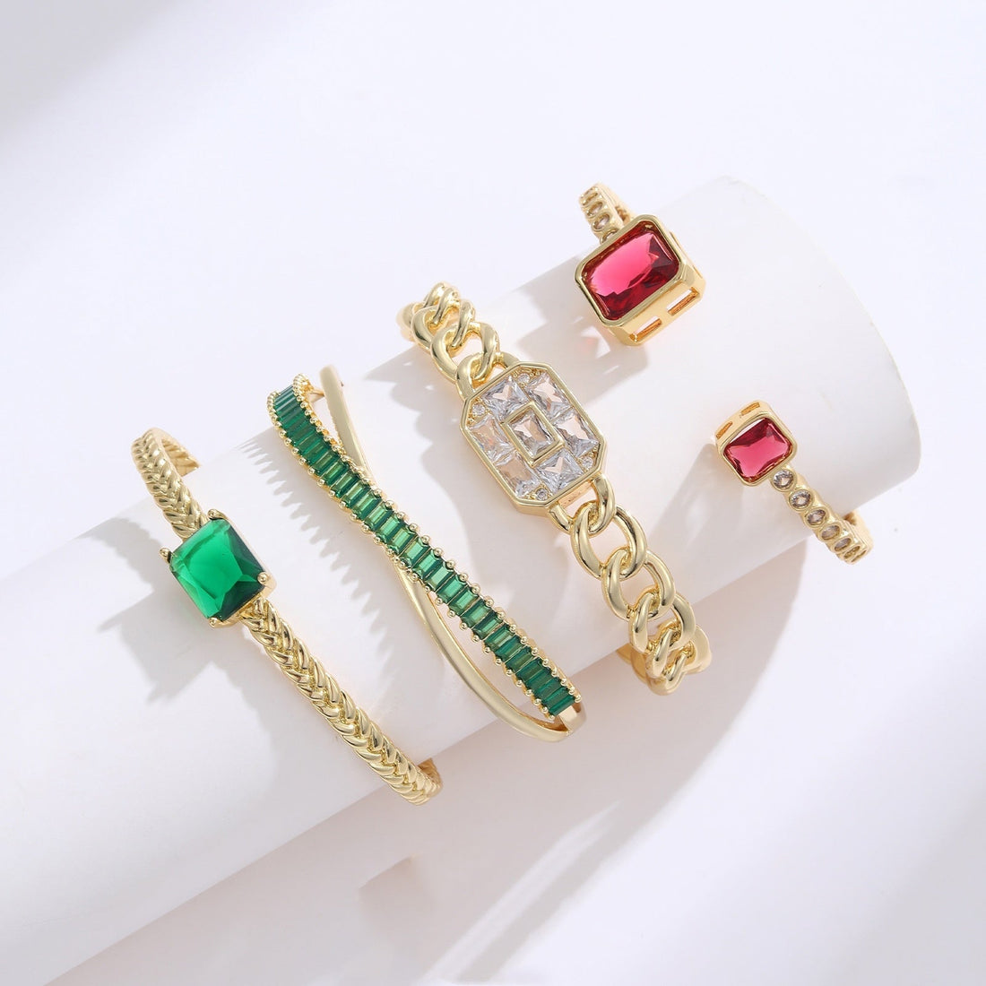 Micro-inlaid Color Zirconium Emerald Temperament Bracelet - Norellé