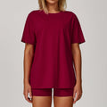 All-match Short-sleeved Round Neck Loose Casual Quick-drying T-shirt - Raspberry Red / L - Other