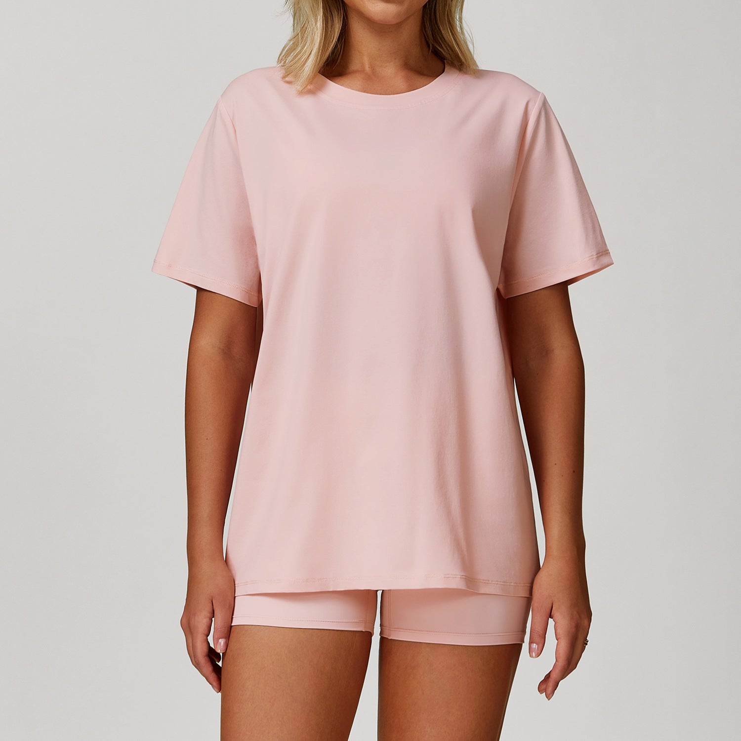 All-match Short-sleeved Round Neck Loose Casual Quick-drying T-shirt - Peach Pink / L - Other