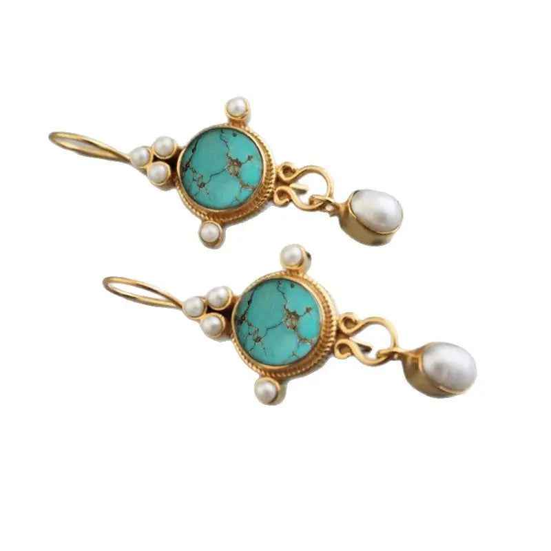 Alloy Inlaid Pearl Personalized Eardrops Ornament - Gold - electronic accessories