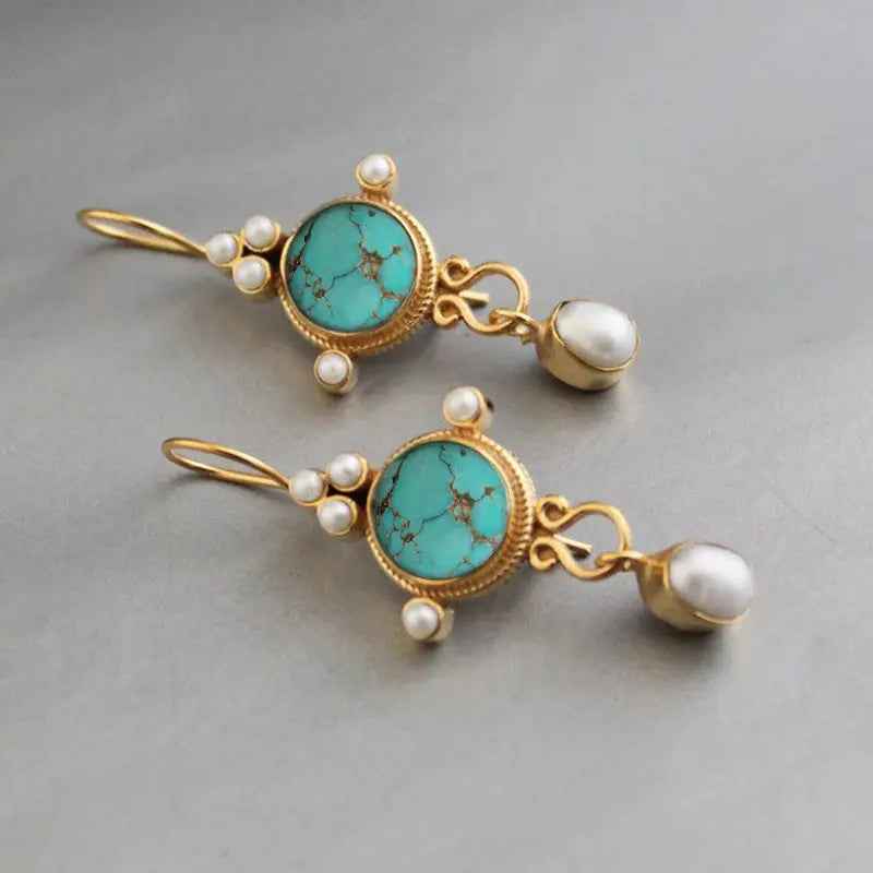 Alloy Inlaid Pearl Personalized Eardrops Ornament - Gold - electronic accessories