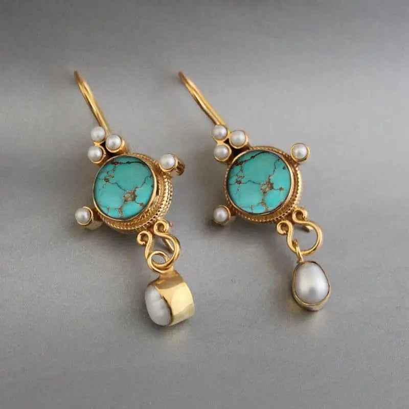 Alloy Inlaid Pearl Personalized Eardrops Ornament - Gold - electronic accessories