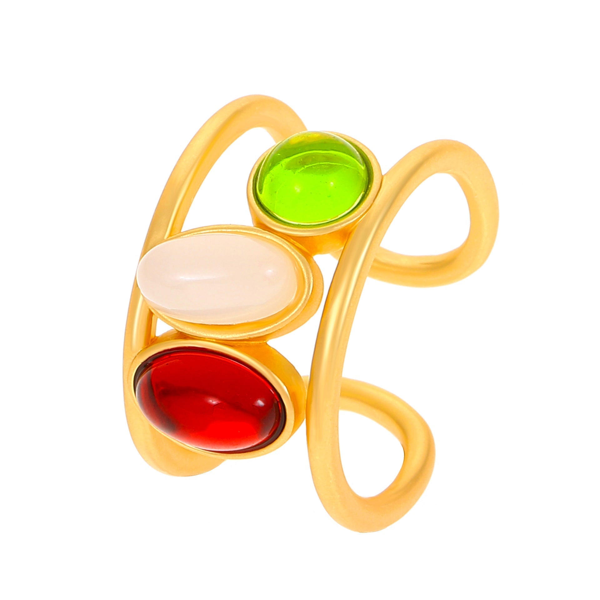 Ancient Fashion Colored Gems Ring Hollow Drip Glazed - electronic accessories