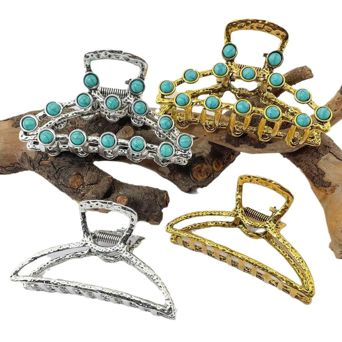 Artistic Retro Turquoise Classic Women’s Back Head Hair Claw - electronic accessories