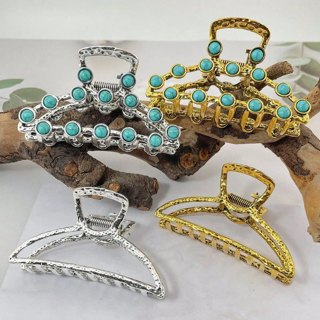 Artistic Retro Turquoise Classic Women’s Back Head Hair Claw - electronic accessories