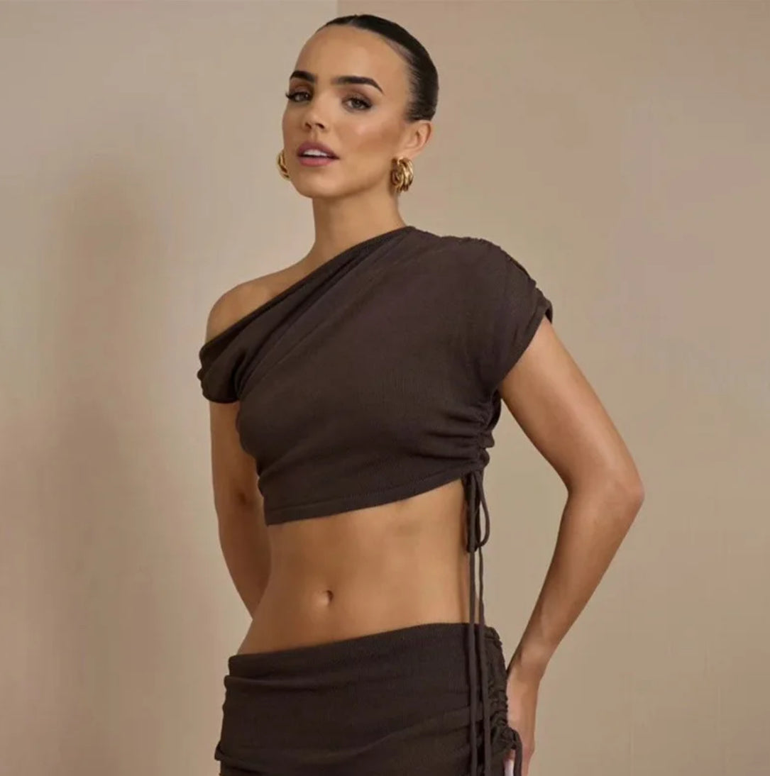 Asymmetric Drawstring 2 Piece Dress Sets