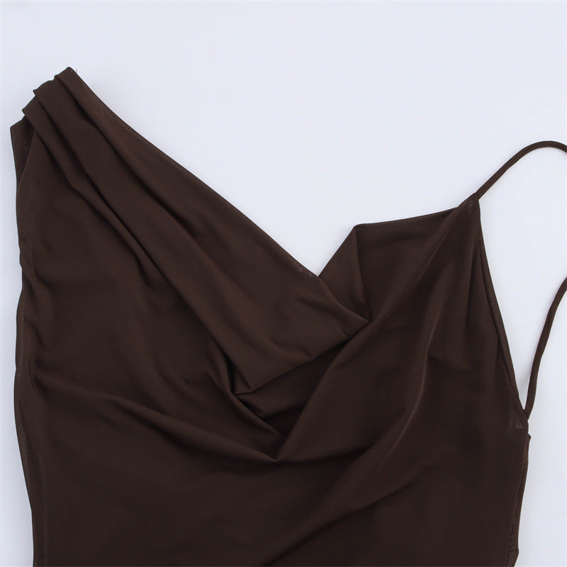 Asymmetric Long Sleeveless Dress - Other