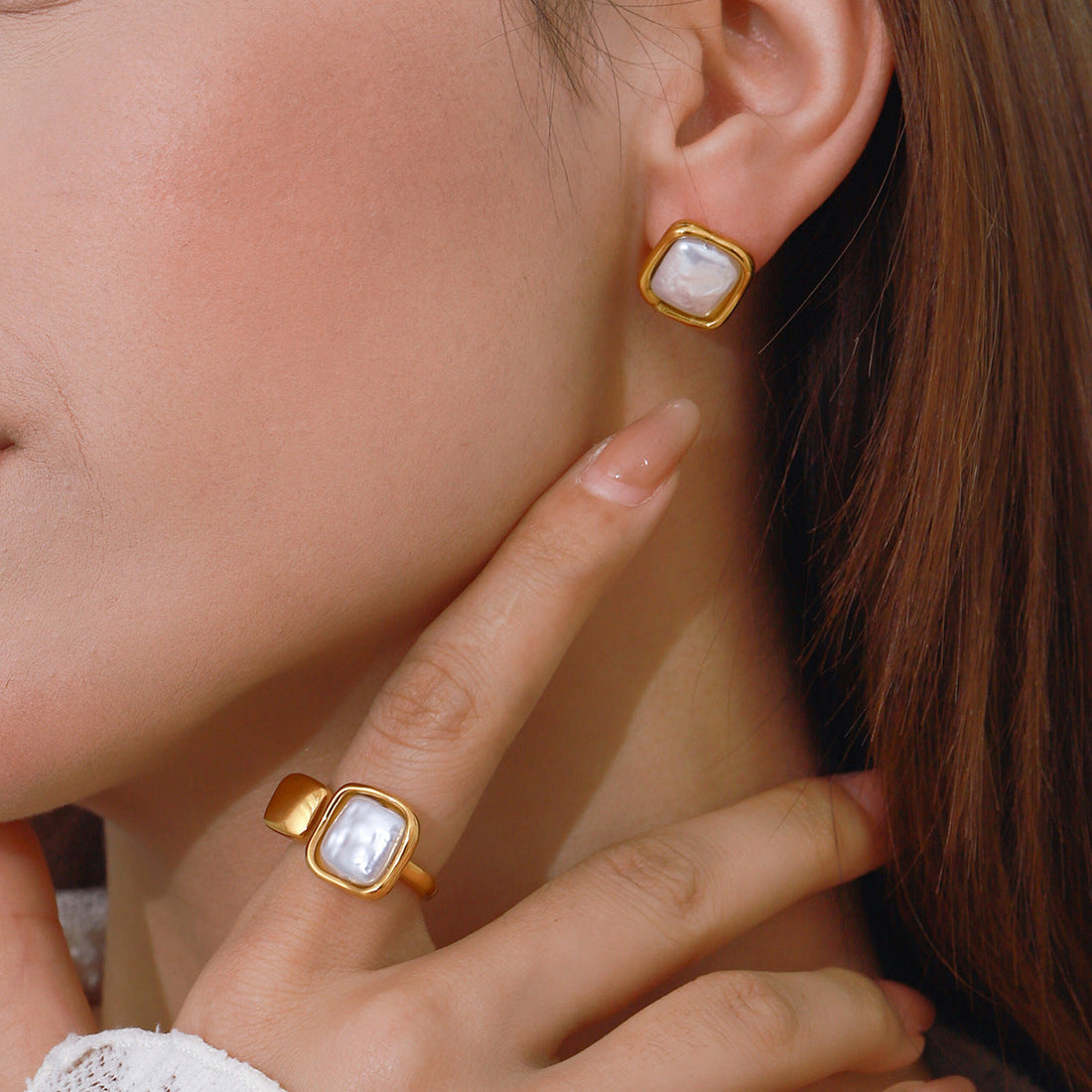 Stainless Steel Pearl Ring Titanium Steel No Fading - Norellé
