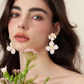 Drop Oil Camellia Earrings Hong Kong Style Retro - Norellé
