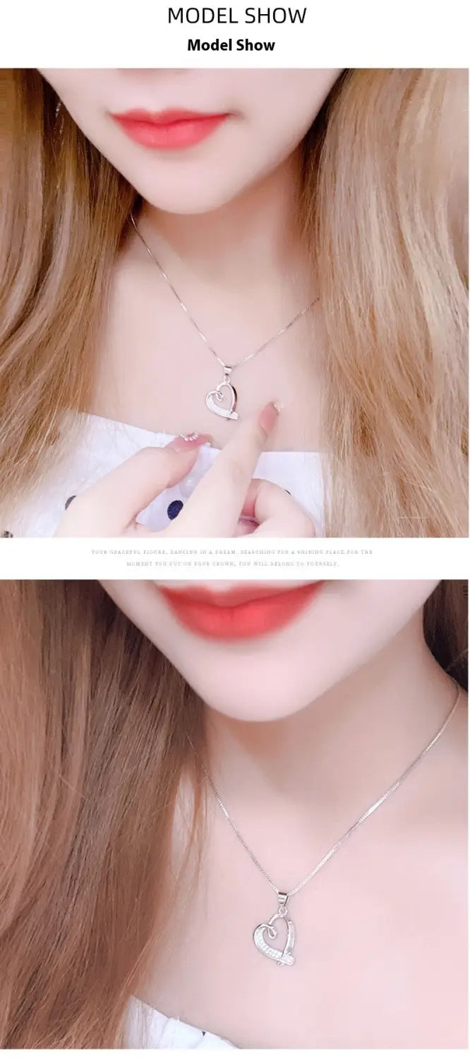 Women’s Heart Necklace Hollow Clavicle Chain