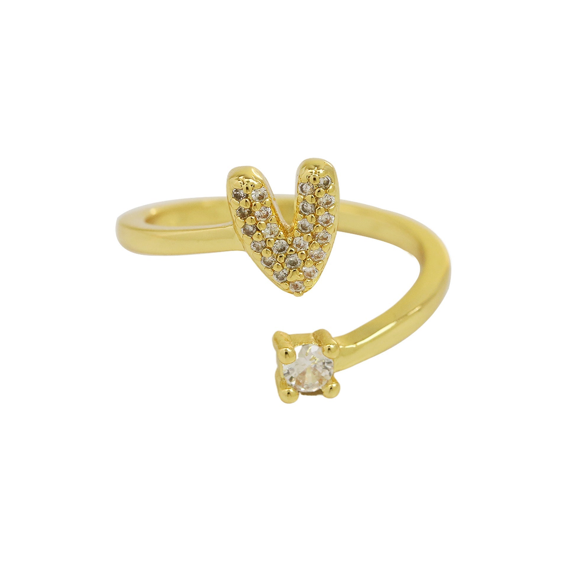 Cute 26 English Letters Open Adjustable Personality Ring - Norellé
