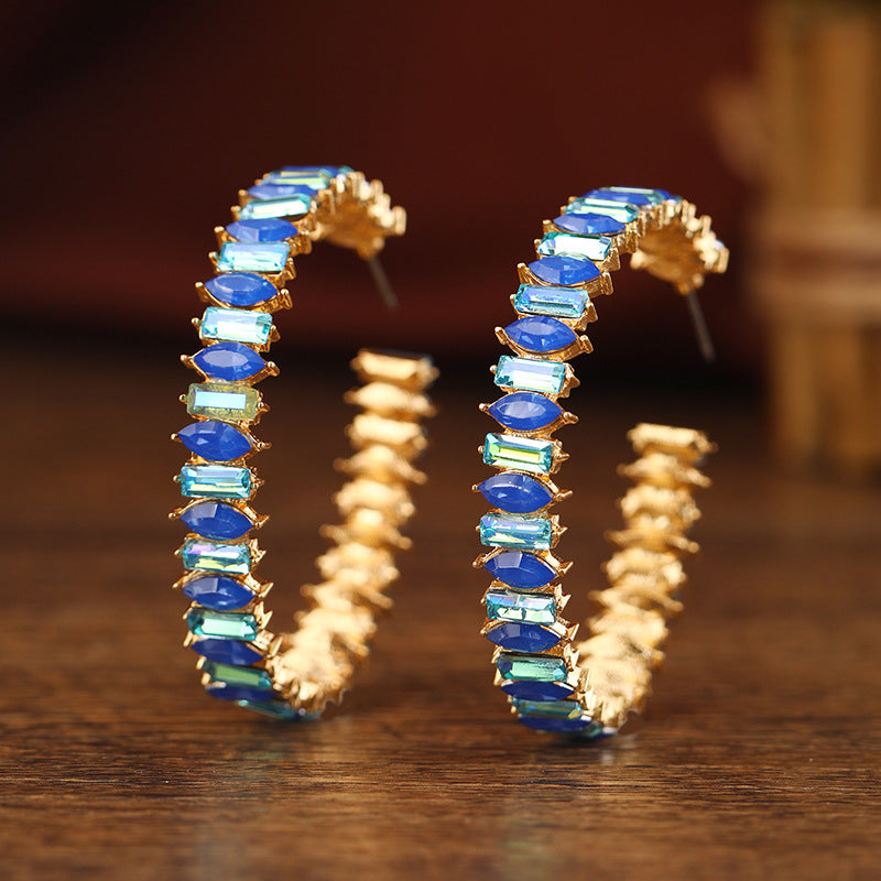 Rainbow Full Diamond Female Sexy Refined Wild Earrings - Norellé