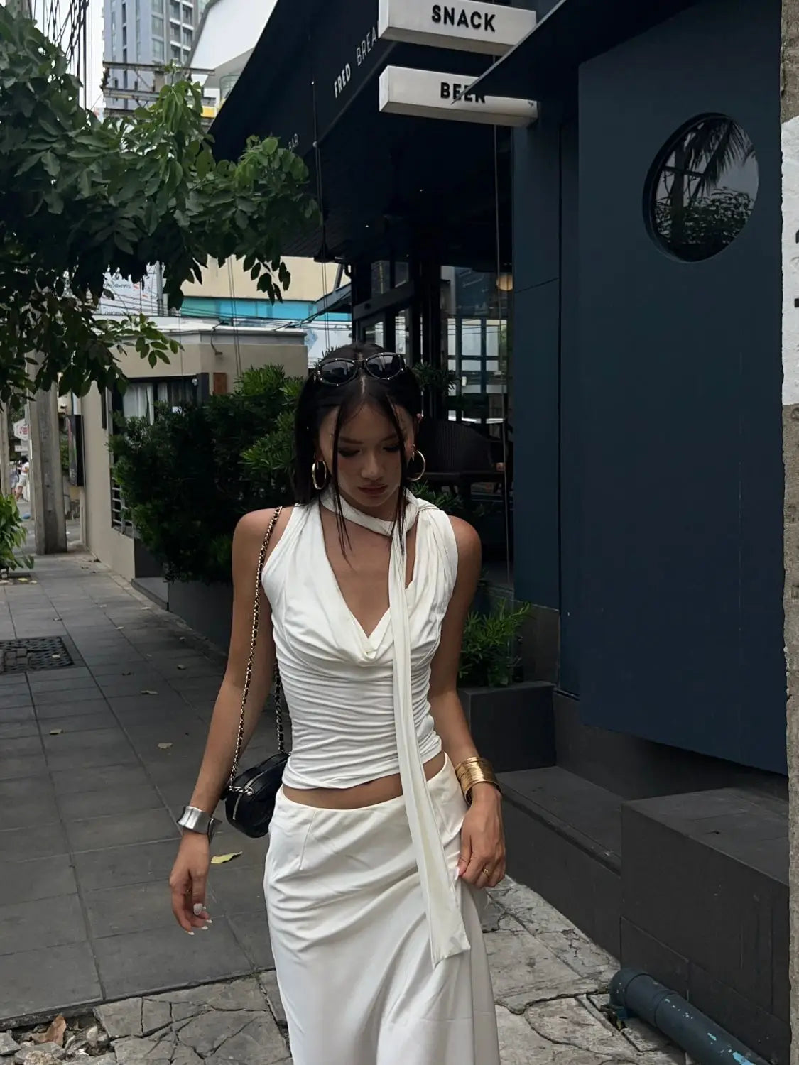 Slim Fit Slimming Swing Collar Design Blouse